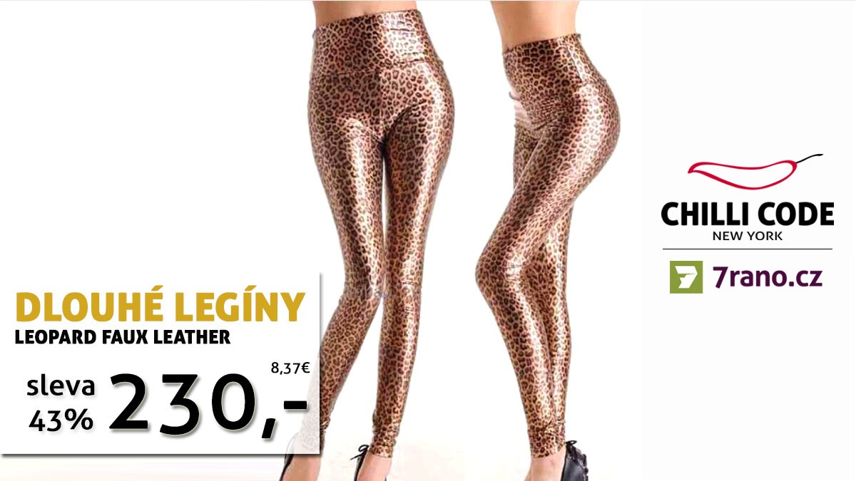 Aktuální akce - Dámské dlouhé legíny barevné - Leopard Faux Leather se slevou 43%